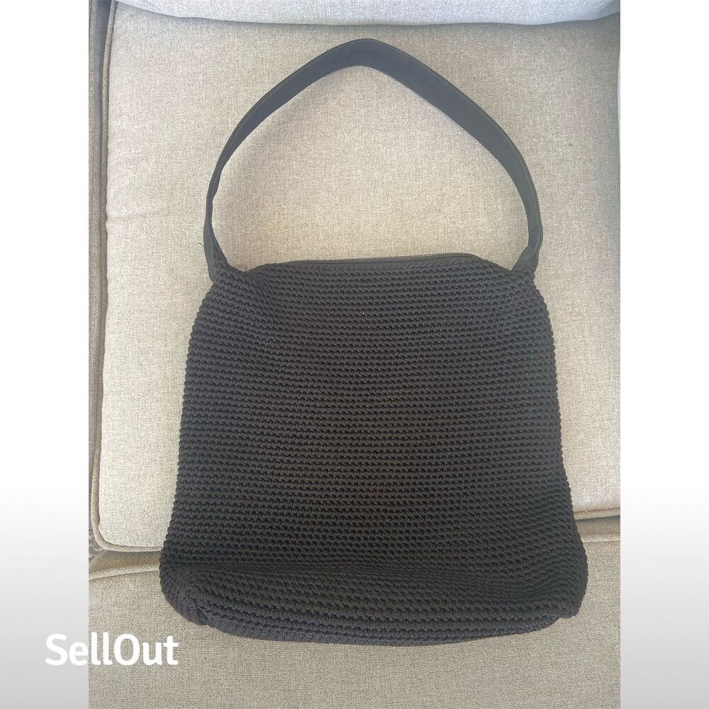 The Sak Women's Black Crochet Shoulder Bag Casual Zipper Closure